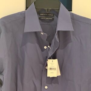 Saks Fifth Avenue Blue Dress Shirt Business Attire Classic Fit 15.5 32-33 NWT